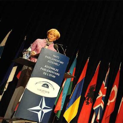 María Teresa Fernández de la Vega, ayer, durante su intervención en el congreso de la OTAN.