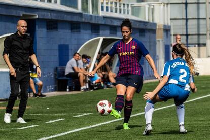 Marta Torrejón, en el último derbi catalán ante el Espanyol.
