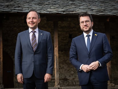 El jefe del Govern de Andorra, Xavier Espot junto al presidente de la Generalitat, Pere Aragonès.