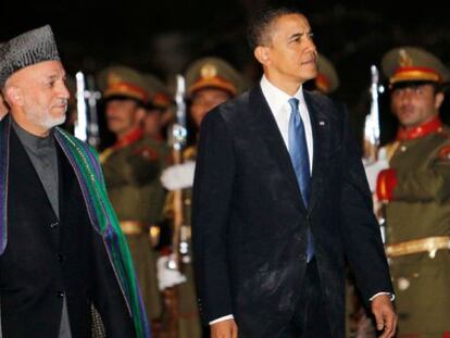 Hamid Karzai y Barack Obama.