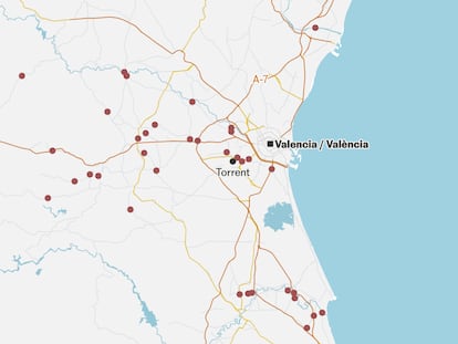 Consulte el mapa de las carreteras cortadas por la dana