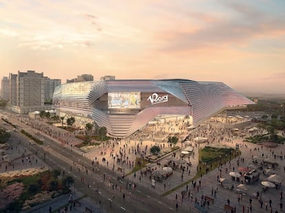 Recreación virtual del Roig Arena, el futuro estadio multiusos en Valencia.