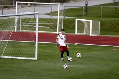 Casillas, este lunes en el entrenamiento en Las Rozas.