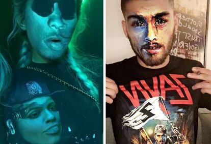 Kylie Jenner y Zayn Malik intercambian sus caras con sus camisetas.