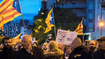 Manifestantes en las calles de Lleida.