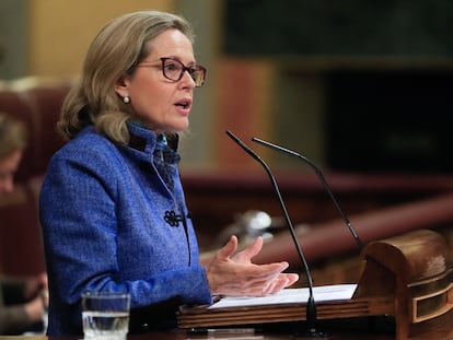 La vicepresidenta primera y ministra de Economía Nadia Calviño en el Congreso