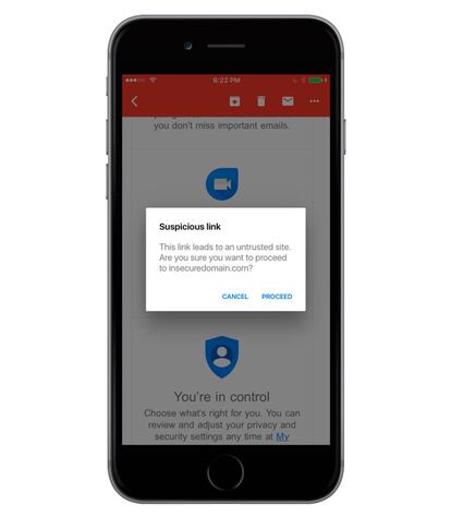 Las nuevas alertas y filtros de Gmail nos alertarán de enlaces potencialmente maliciosos