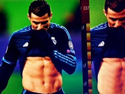 Imatge original i imatge retocada de Cristiano Ronaldo.