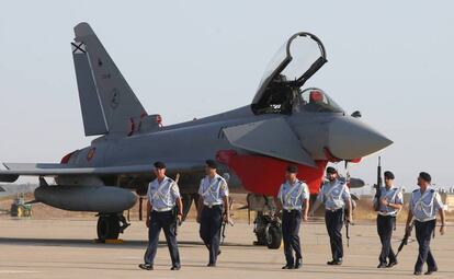 Un Eurofighter en la base de Mor&oacute;n de la Frontera, Sevilla, en 2015. 