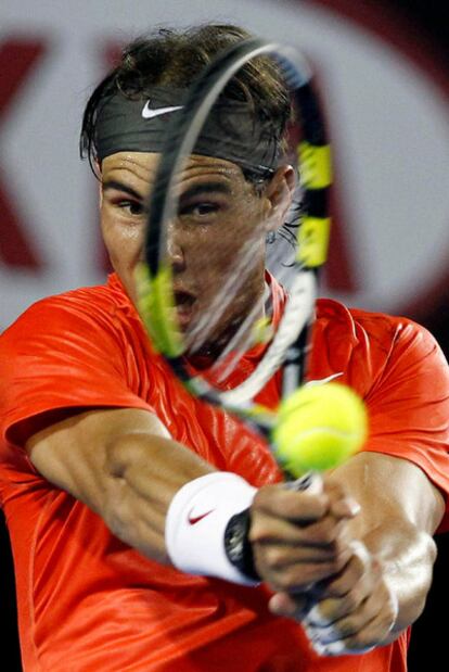 Nadal durante el partido con Tomic.