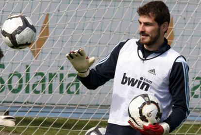 Casillas, durante un entrenamiento del Real Madrid.