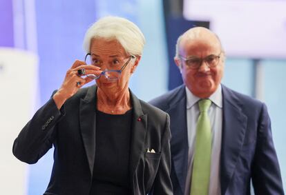 La presidenta del BCE, Christine Lagarde, y el vicepresidente, Luis de Guindos, en julio de 2022.