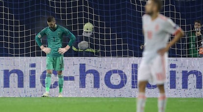 De Gea durante el partido de España en Zagreb.