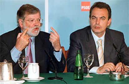 Juan Carlos Rodríguez Ibarra y José Luis Rodríguez Zapatero, esta mañana en Mérida.