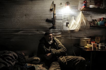 A Ukrainian soldier on the Chasiv Yar front on February 7.