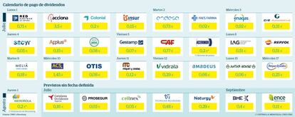 Calendario de pago de dividendos