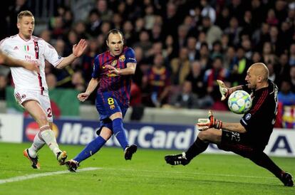 Iniesta, en el momento del tercer gol.