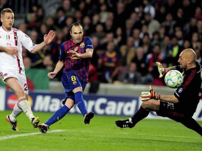 Iniesta, en el momento del tercer gol.