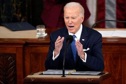 President Joe Biden delivers the State of the Union address to a joint session of Congress at the U.S. Capitol, Tuesday, Feb. 7, 2023, in Washington.