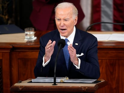 President Joe Biden delivers the State of the Union address to a joint session of Congress at the U.S. Capitol, Tuesday, Feb. 7, 2023, in Washington.