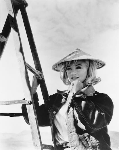 Marilyn Monroe durante la grabación de Vidas rebeldes (1961).