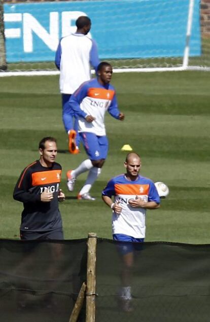 El medio Wesley Sneijder durante un entrenamiento