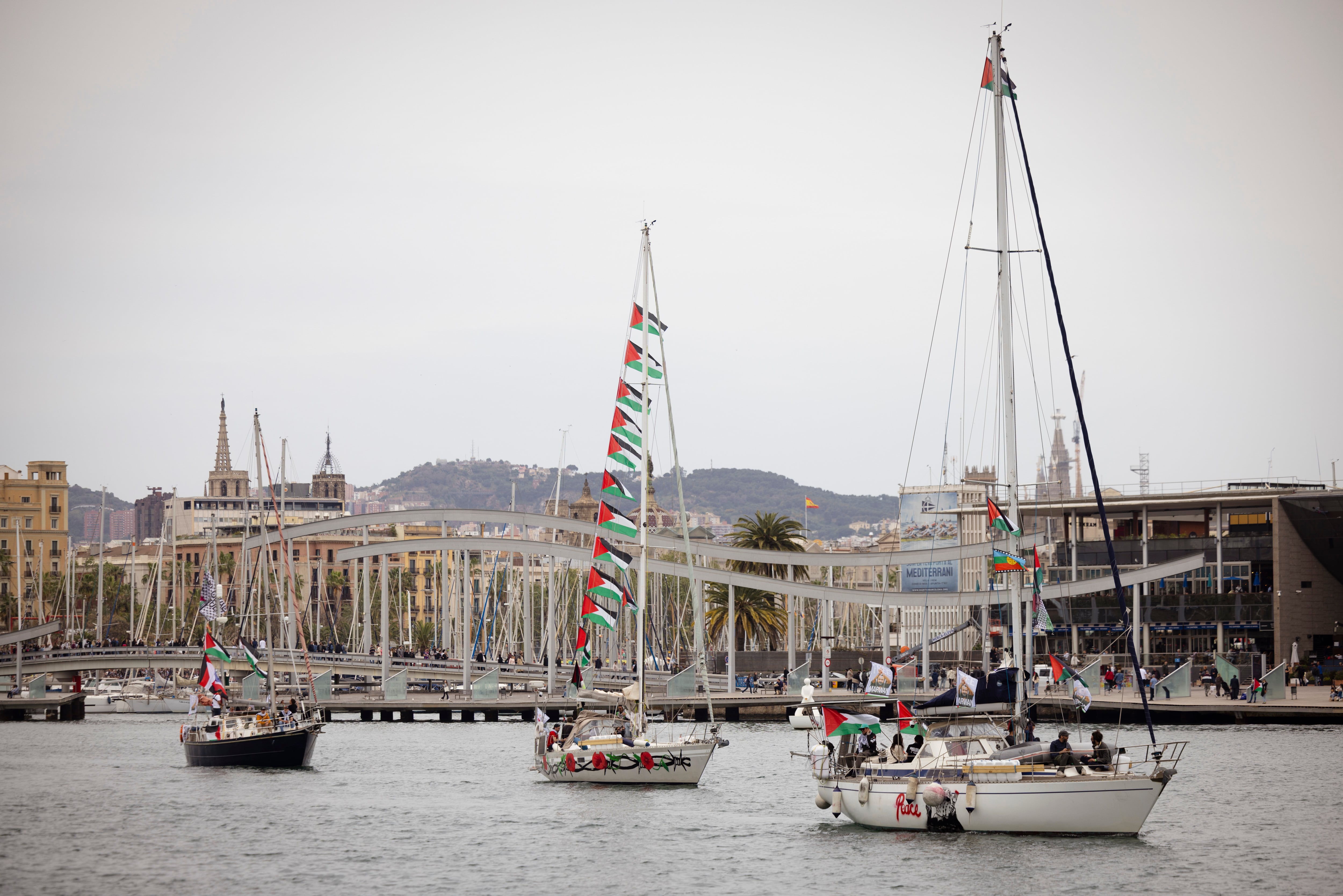La Global Sumud Flotilla, este domingo en Barcelona. 