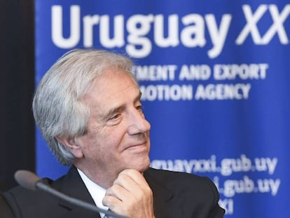 El presidente de Uruguay, Tabar&eacute; V&aacute;zquez, en un foro de negocios de en Finlandia.