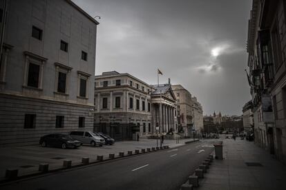 Vista del exterior del Congreso de los Diputados, este miércoles.