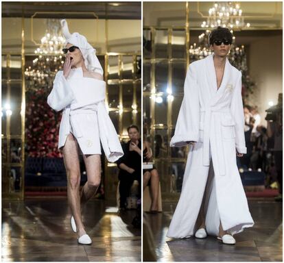 Los dos modelos que Palomo Spain presentó en su desfile de la pasada Semana de la Moda de Madrid.