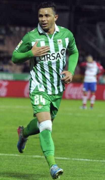 Rubén Castro, del Betis, celebra su gol al Granada.