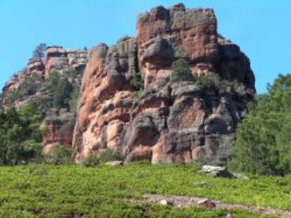 Paisaje rojizo en el Rodeno de Albarracín.