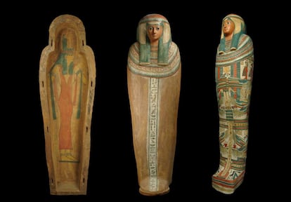 Sarcófagos de Kaipamau, de la exposición 'Hijas del Nilo' (préstamo del Museo Arqueológico de Zagreb)..