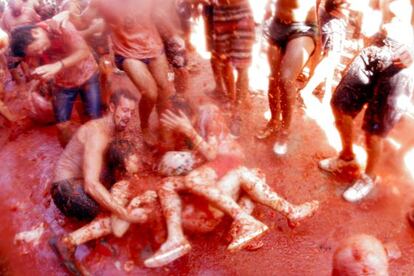 Participantes en la última edición de la Tomatina de Buñol.