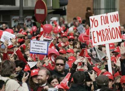 Manifestantes antiabortistas el domingo pasado en Madrid.