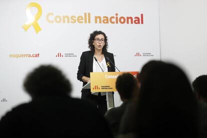 Marta Rovira en un acte d'ERC.