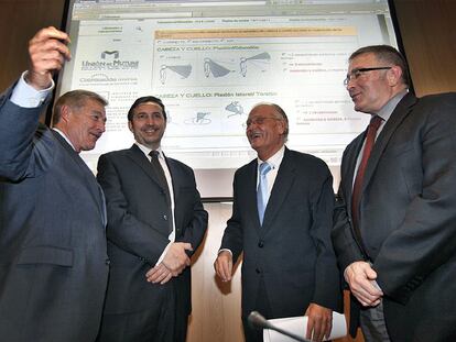 Enrique Blasco (Unión de Mutuas), Vicente Lafuente (Femeval), Miguel Ángel Tarín (Invassat) y Pedro Vera (IBV).