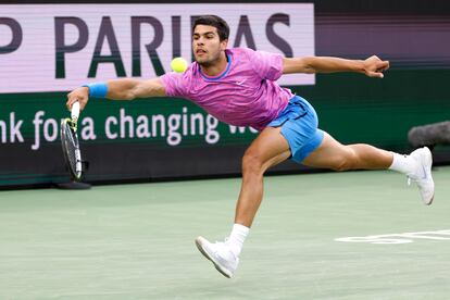 Carlos Alcaraz, durante el partido ante Alexander Zverev.