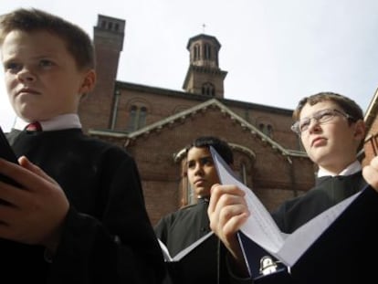 Ni&ntilde;os del Coro Archidiocesano de Boston en Cambridge, Massachusetts, el 28 de febrero de 2013. 