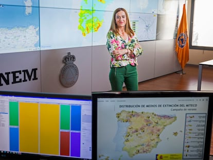 Virginia Barcones, directora general de Protección Civil y Emergencias, este martes, en el Centro Nacional de Seguimiento y Coordinación de Emergencias (CENEM), en Madrid.
