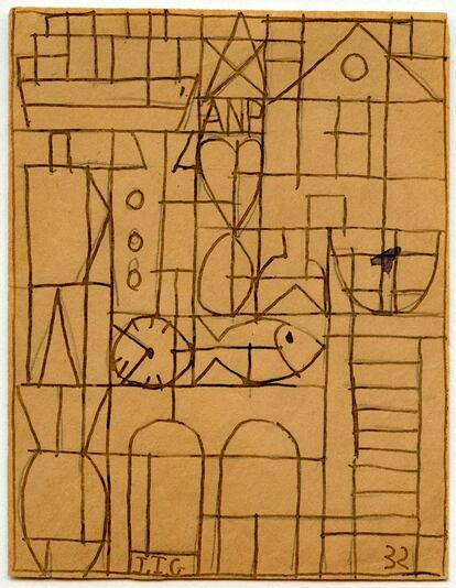 Torres-García comenzó a pintar a finales del siglo XIX en la Barcelona modernista. Esta obra, <i>Composición</i>, es de 1932. © Colección Alejandra, Aurelio y Claudio Torres.