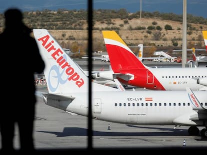 Aviones de Air Europa e Iberia en Barajas.