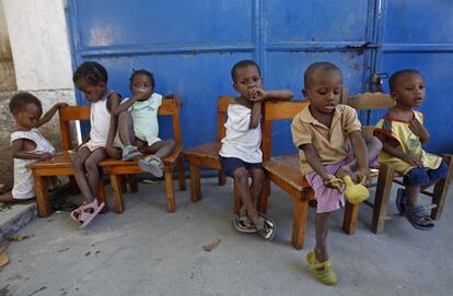Un grupo de niños en el orfanato Le Coeur du Marie, en la capital haitiana.