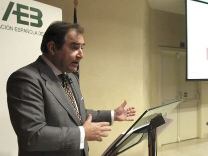 El secretario general de la Asociación Española de Banca (AEB), Pedro Pablo Villasante, este martes en Madrid.