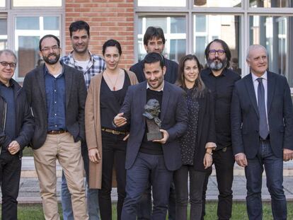 El consejero de Educaci&oacute;n y Cultura, Vicent Marz&agrave;, con los nominados valencianos a los premios Goya.