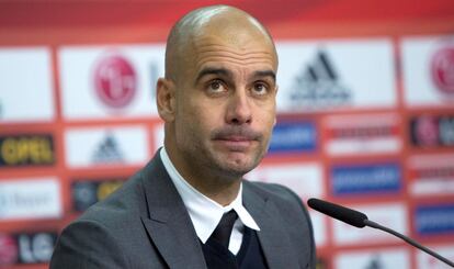 Pep Guardiola en rueda de prensa.