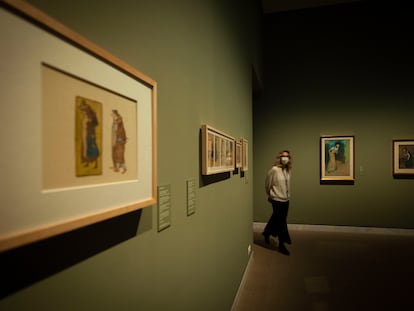 Una de las salas del Museo Picasso con las obras de la exposición actual, sobre los 17 cuadernos del pintor, el pasado mes de diciembre.