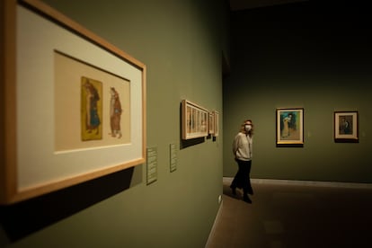 Una de las salas del Museo Picasso con las obras de la exposición actual, sobre los 17 cuadernos del pintor, el pasado mes de diciembre.