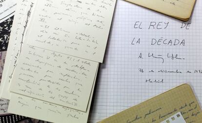 Apuntes personales de Antonio Muñoz Molina donados a la Biblioteca Nacional de España.