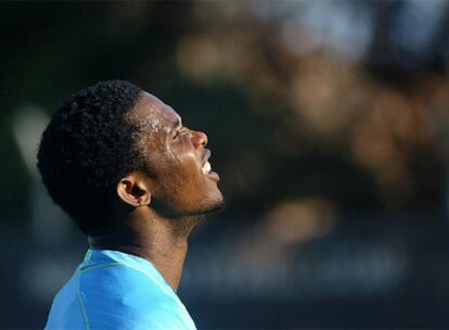 Eto'o, en un entrenamiento del Barcelona